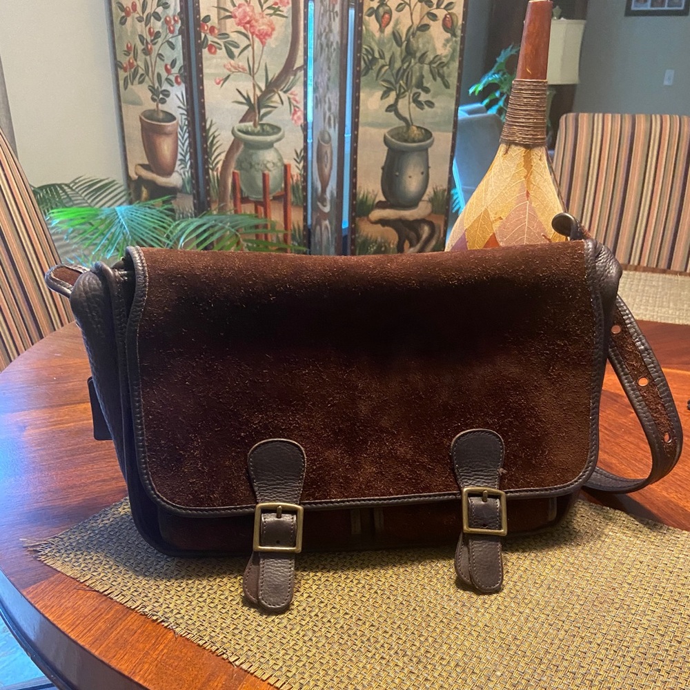 Vintage Coach Brown Suede Messenger Bag